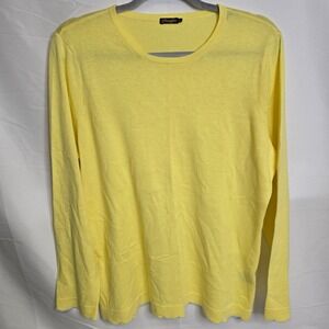 J. McLaughlin Lightweight Scalloped Hem Knit Sweater, Yellow, Women's Size Large